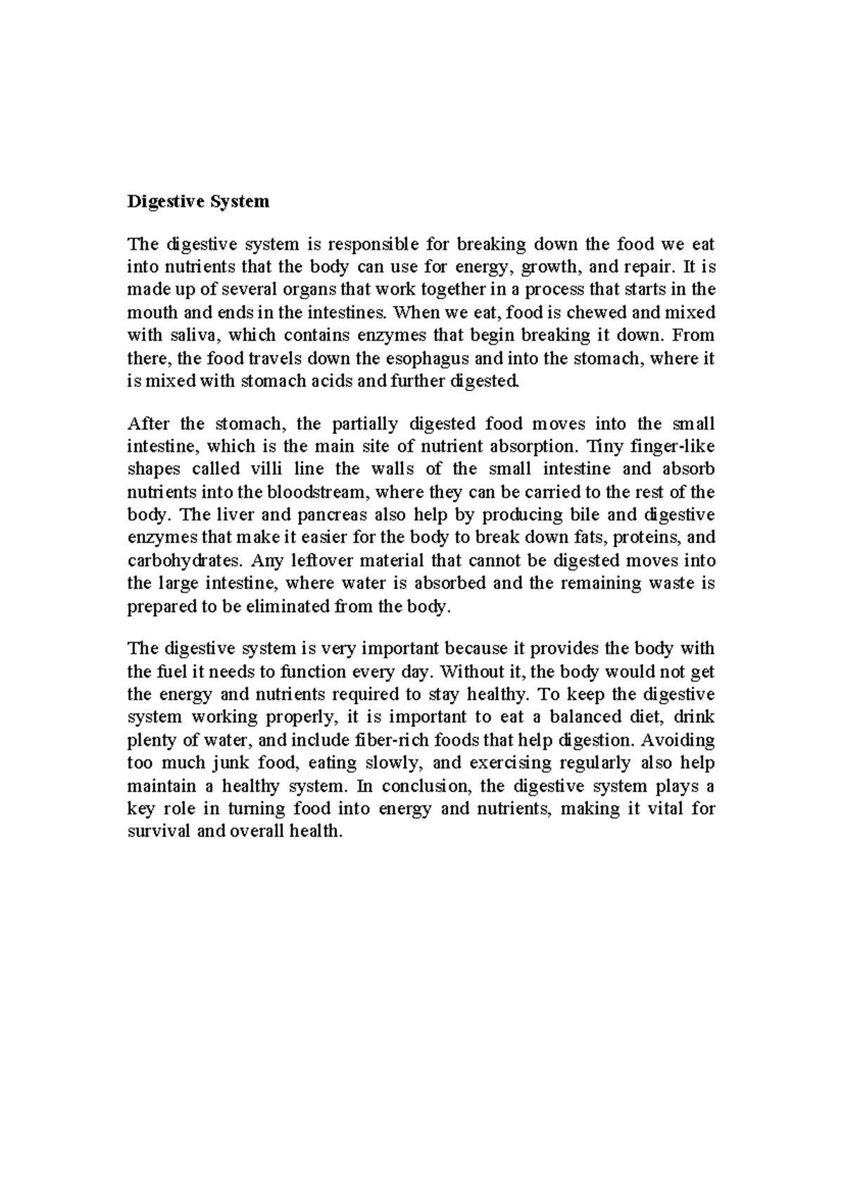 Digestive System Overview: Functions & Importance - Studocu
