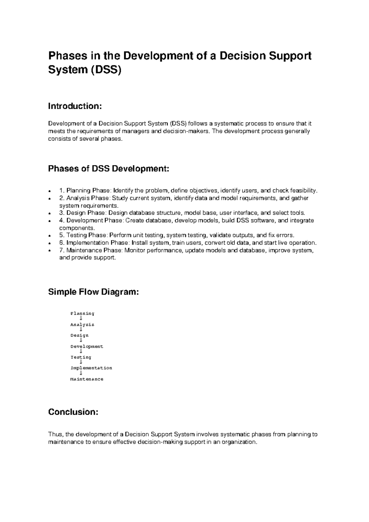Phases of DSS Development SPPU 2019: A Systematic Overview - Studocu