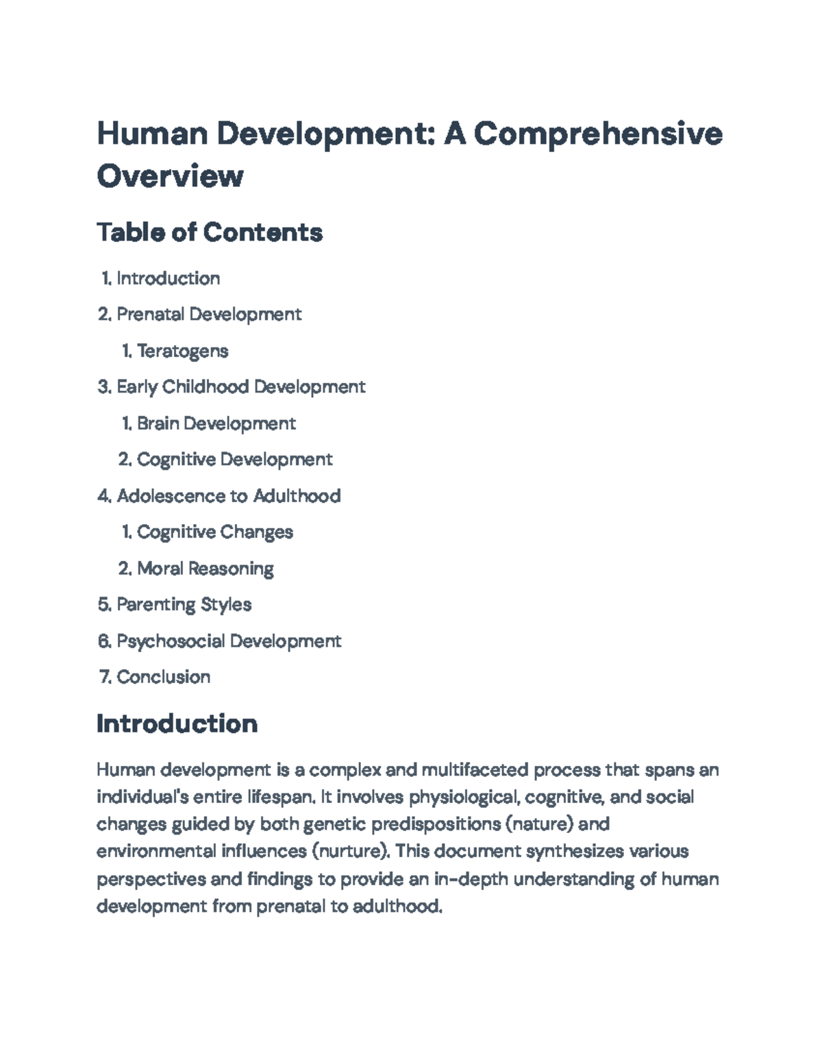 Human Development: Examining Life Stages from Prenatal to Adulthood ...