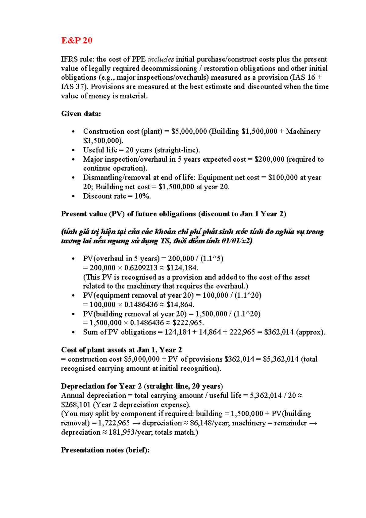 E&P 20,27: IFRS Provisions & Intangible Asset Capitalization Notes ...