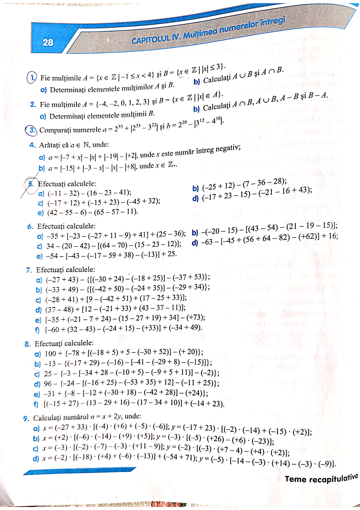Matematica Clasa a 31: Teorie și Exercitii despre Multimea Numerelor ...