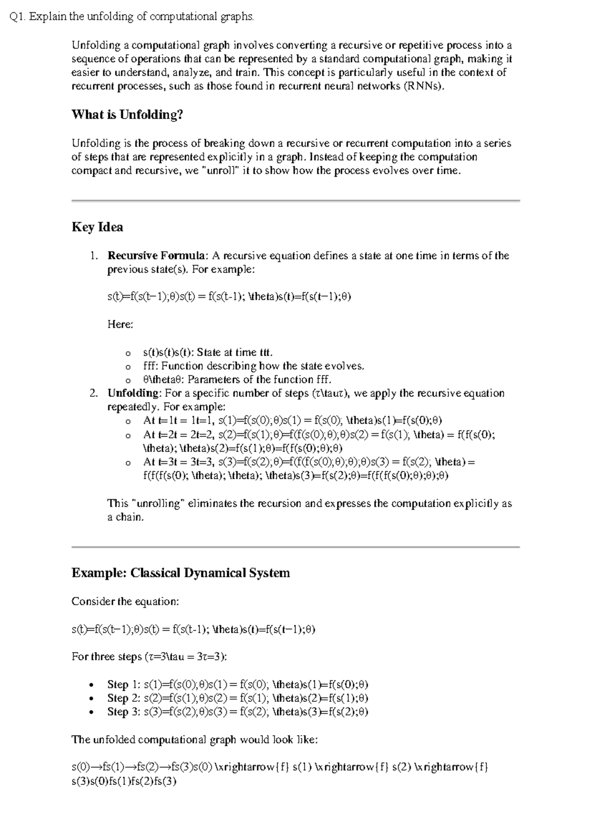 DL IA3 - Deep Learning Q&A on Unfolding Computational Graphs (21CS743 ...