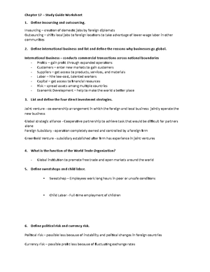 MGMT CH 3 Worksheet - Chapter 3 – Study Guide Worksheet Define ethics ...