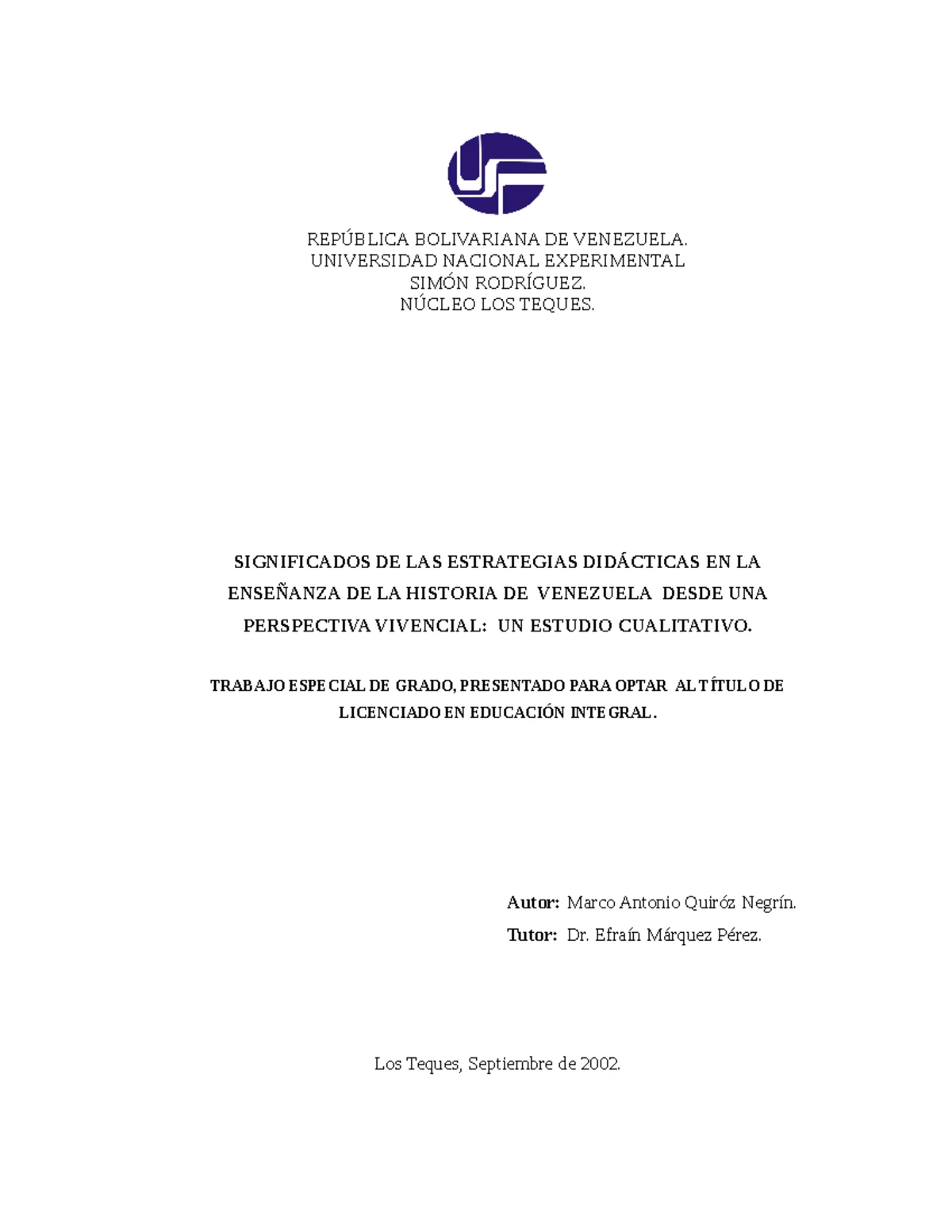 Normas Tesis Postgrado Unesr 2020 - REPUBLICA BOLIVARIANA DE VENEZUELA ...