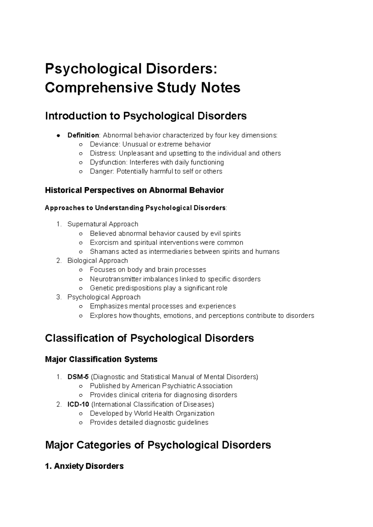 Chapter 4: Psychological Disorders Study Notes (PSY 101) - Studocu