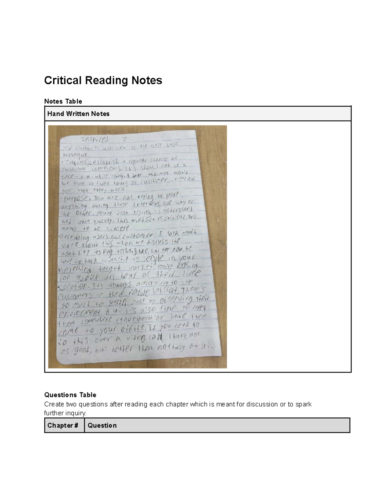 Critical Reading Notes: Discussion Questions for Each Chapter - Studocu