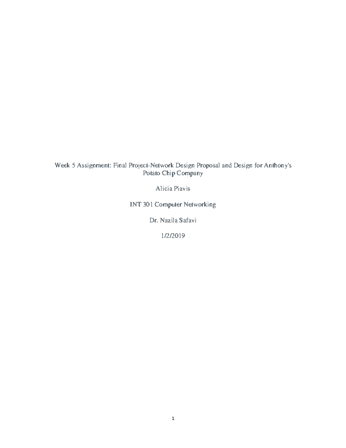 Computer Networking Final Network Design Proposal Final - Week 5 ...