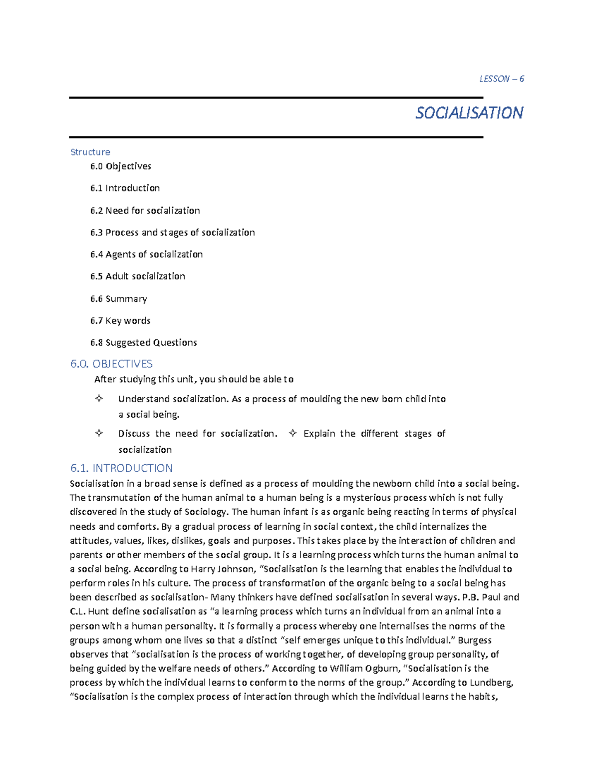 Socialisation: Understanding Its Process and Stages (Ch 6) - Studocu