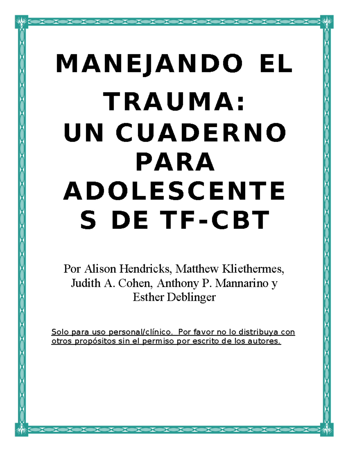 Revised Dealing with Trauma A TF CBT Workbook for Teens Spanish 1 ...