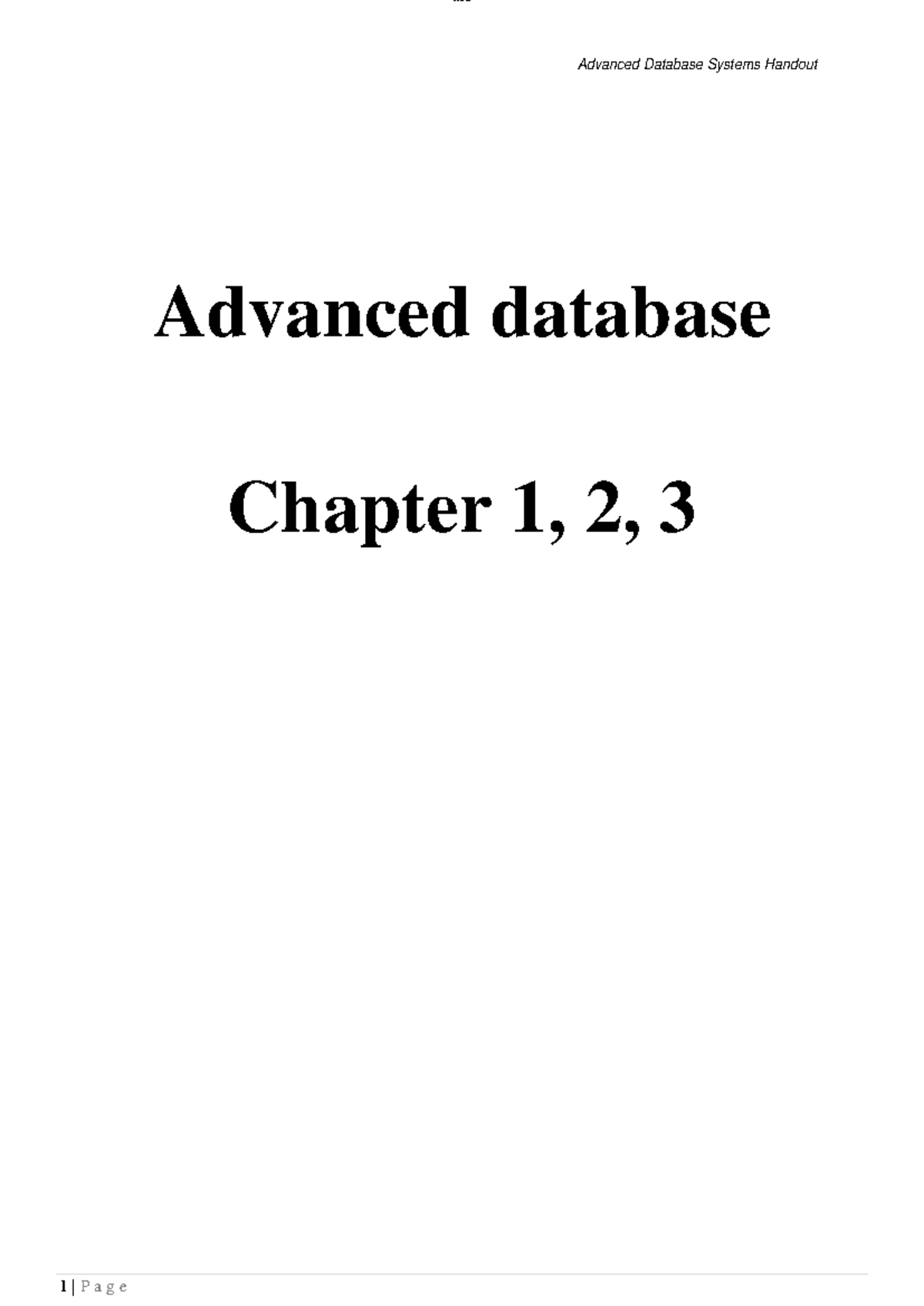 Advanced DB Systems: Chapter 1-3 Concepts and Overview - Studocu