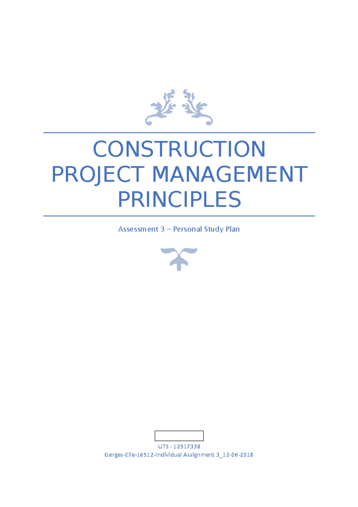 Progress Report (5%) Construction Project Management - SCHOOL OF ...