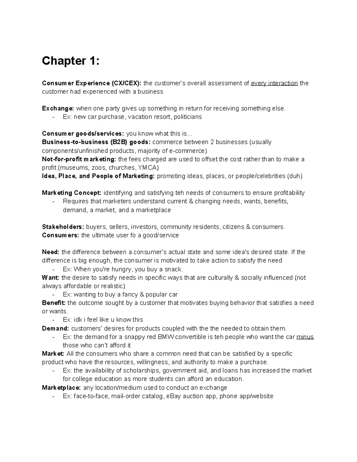 Marketing Final Review - Semester 1: Key Concepts and Insights - Studocu