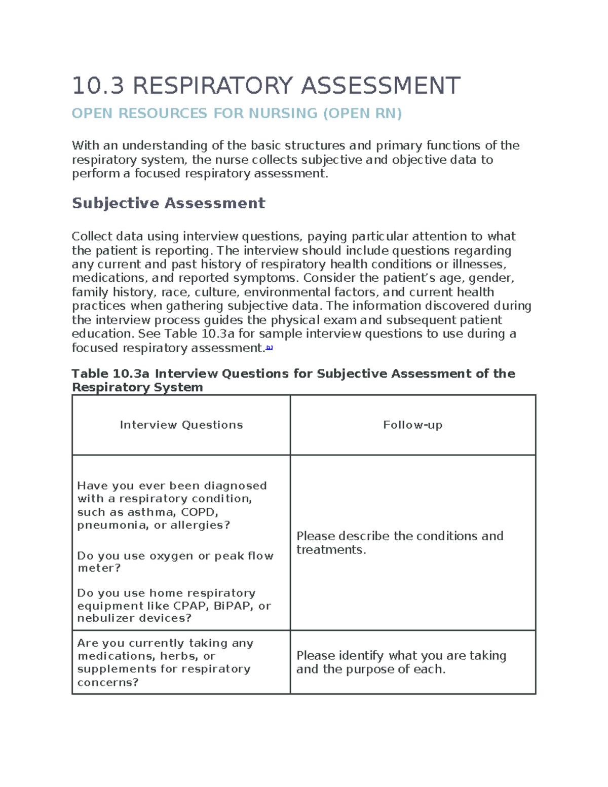 Assessment OF Chest AND Lungs - 10 RESPIRATORY ASSESSMENT OPEN ...