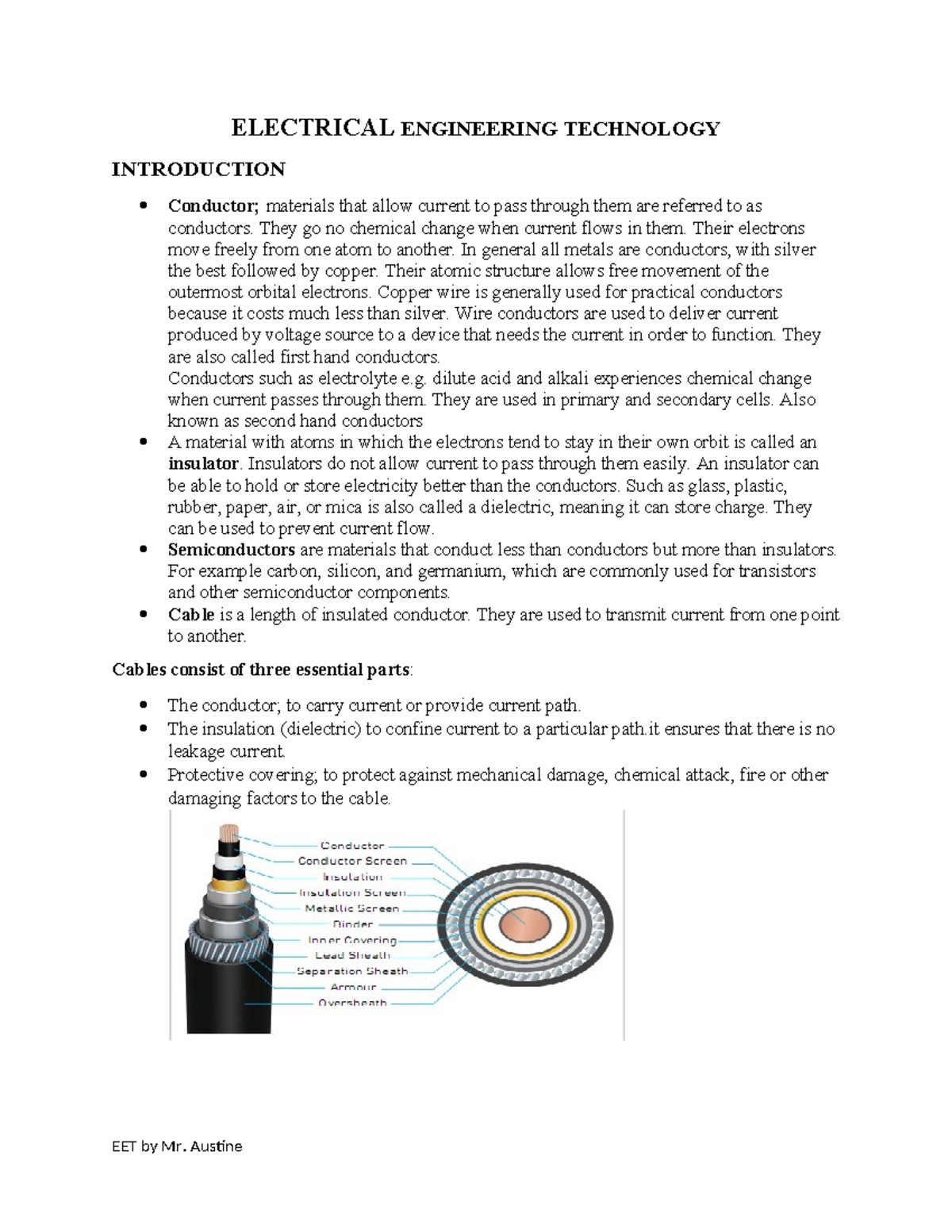Electrical Cable Termination and Wiring Methods - EET Final Notes ...