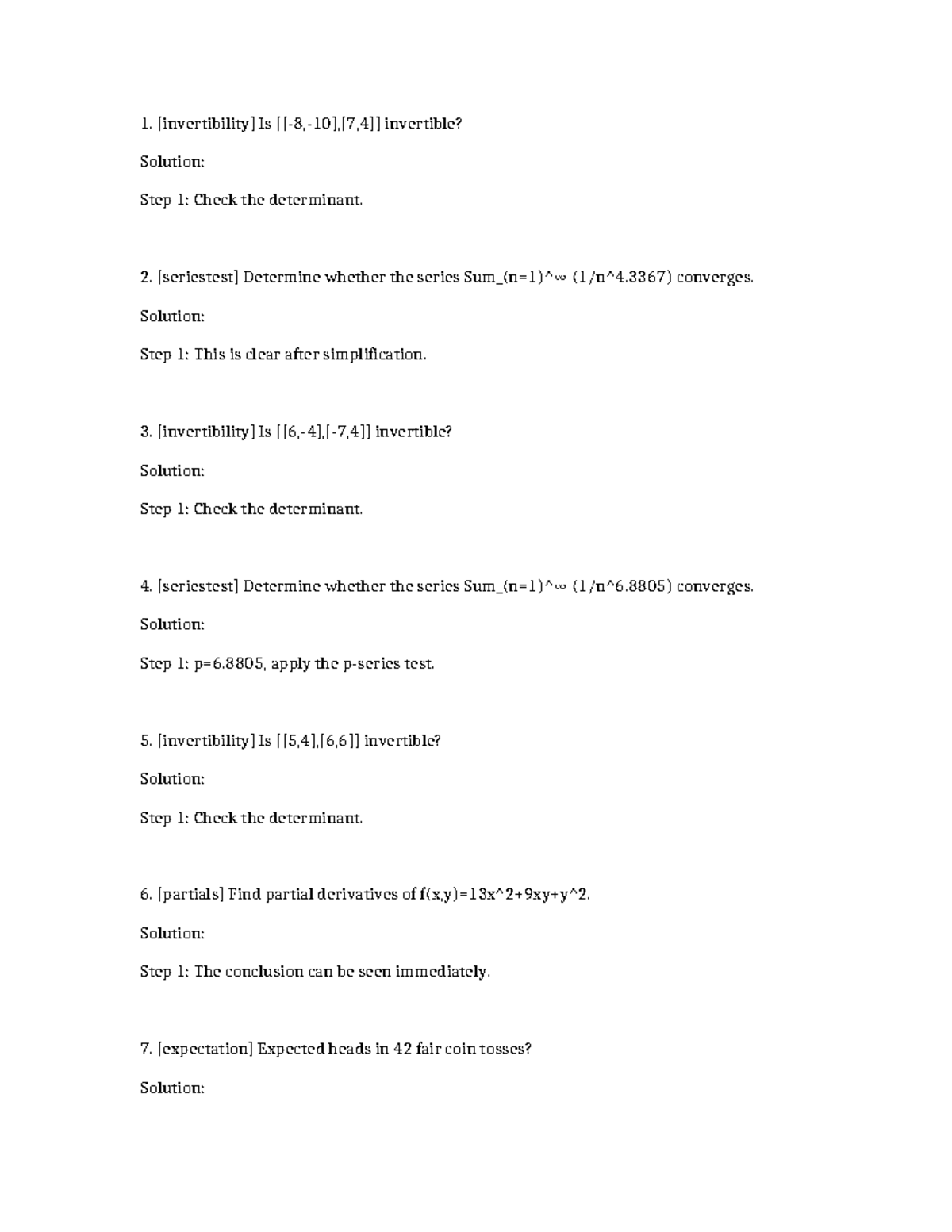 Math 2118 & 2109: Invertibility & Series Convergence Solutions - Studocu