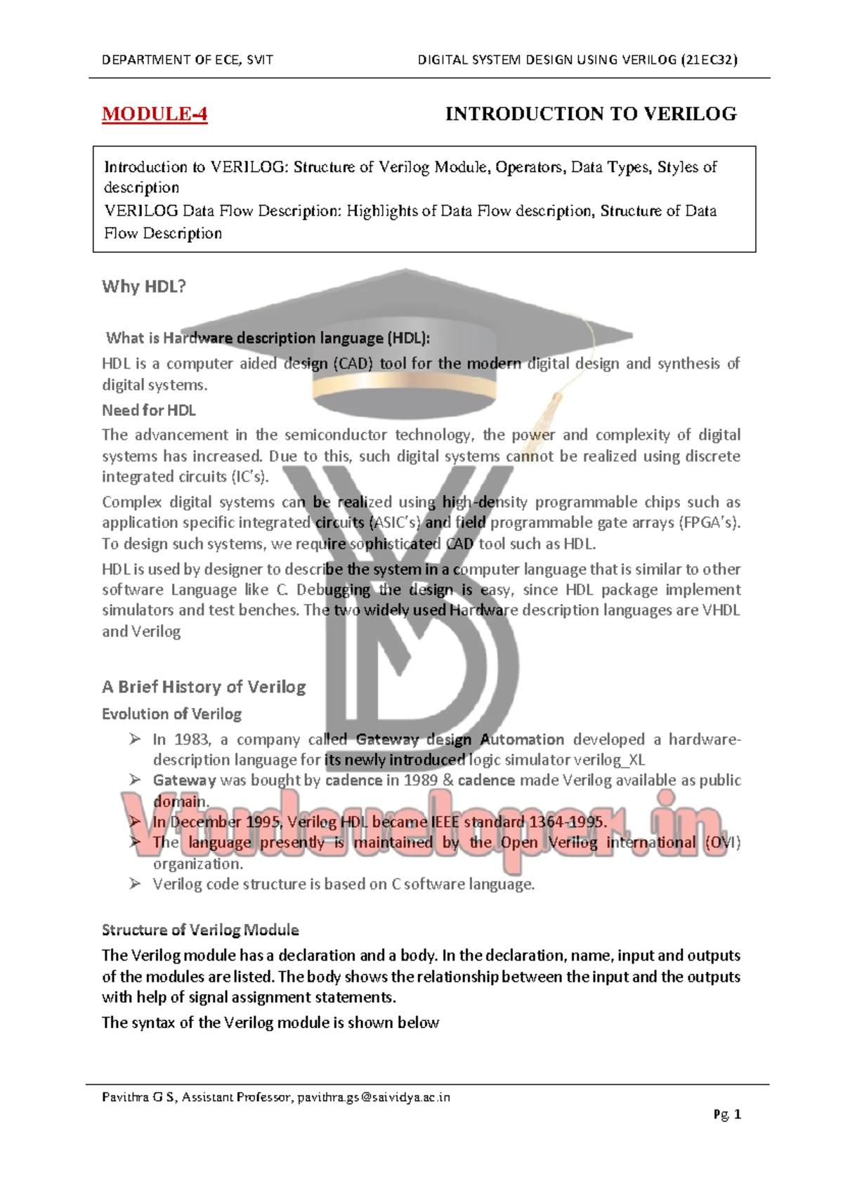 Digital System Design (DSDV) Module 1 Notes - BIT - Studocu
