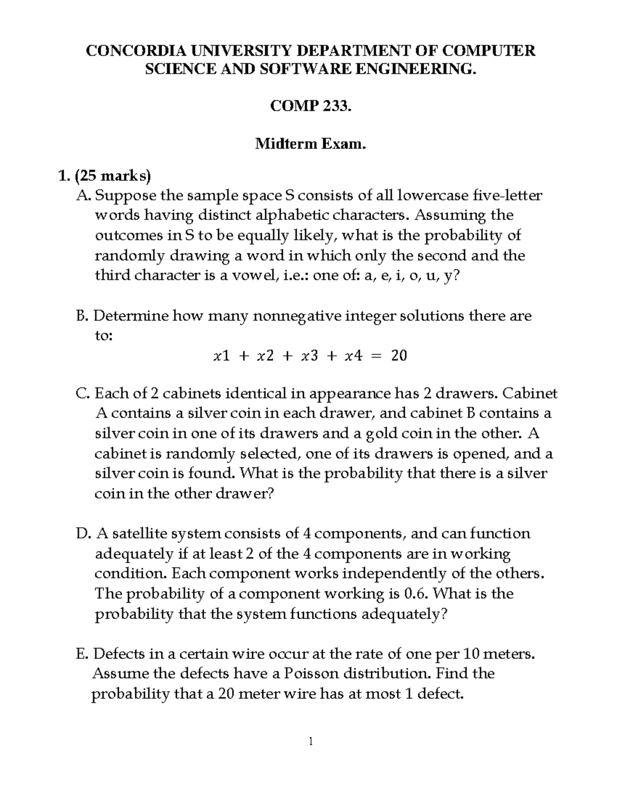 A3 Problems - Assignment 3 to practice - COMP 233. Assignment 3. A. A ...