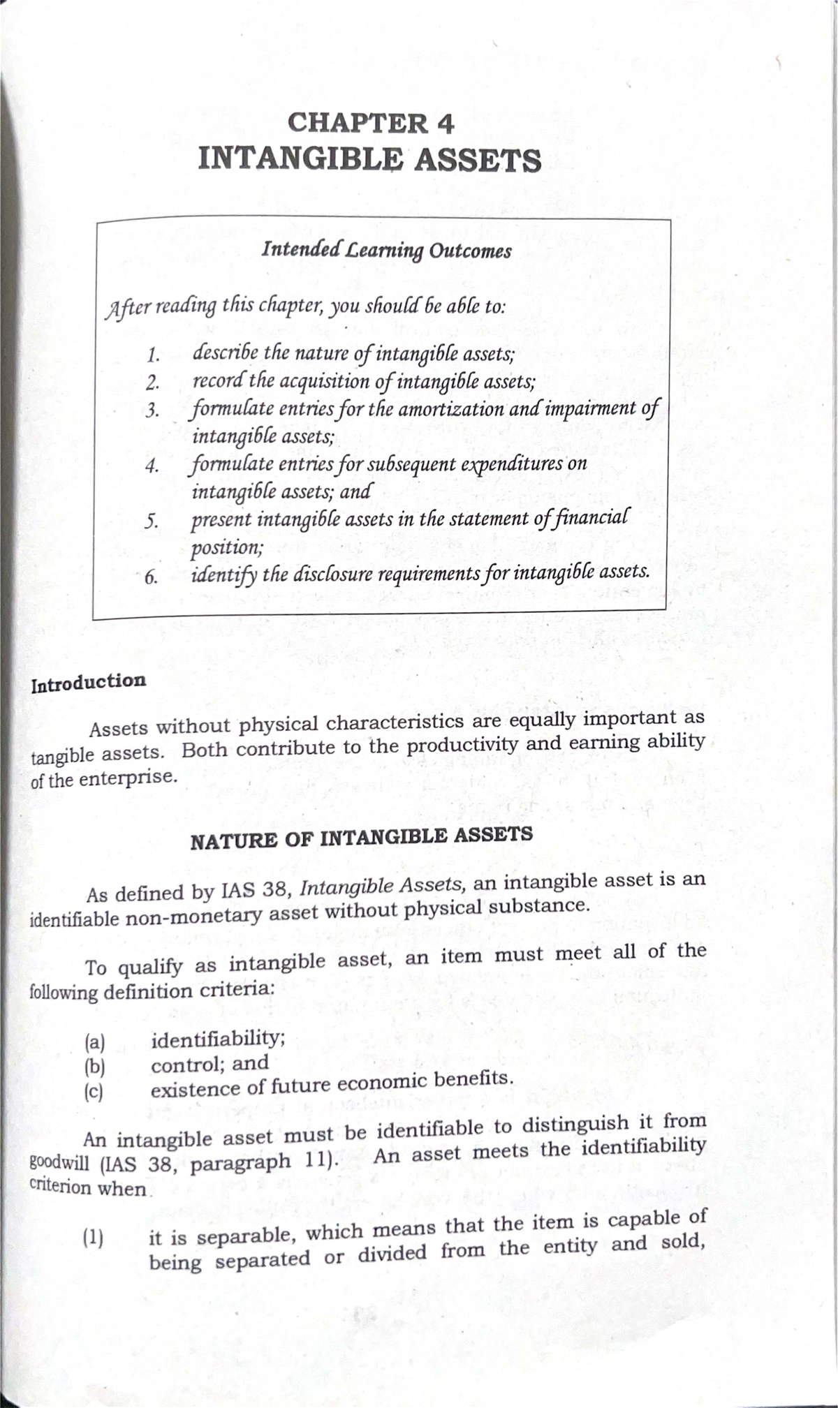 Intangible Asset - Book - CHAPTER 4 INTANGIBLE ASSETS Intended Learning ...