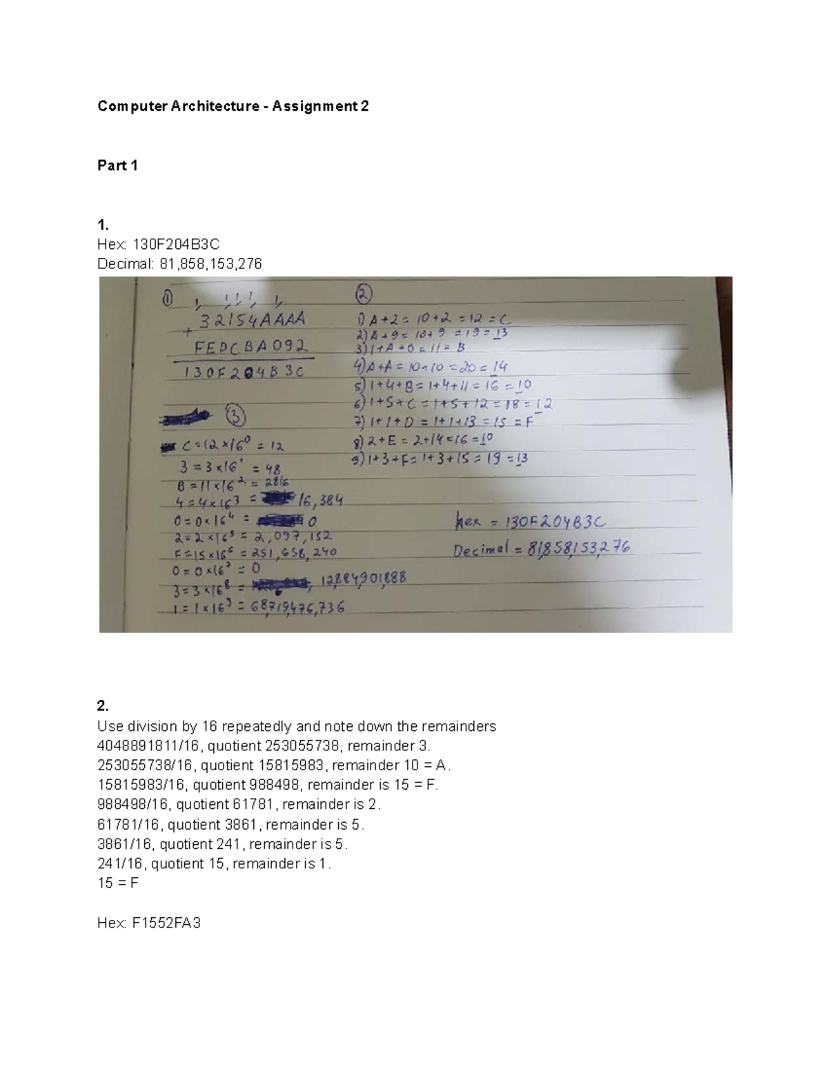 CS306 Assignment 2: Number Manipulation in Computer Architecture - Studocu