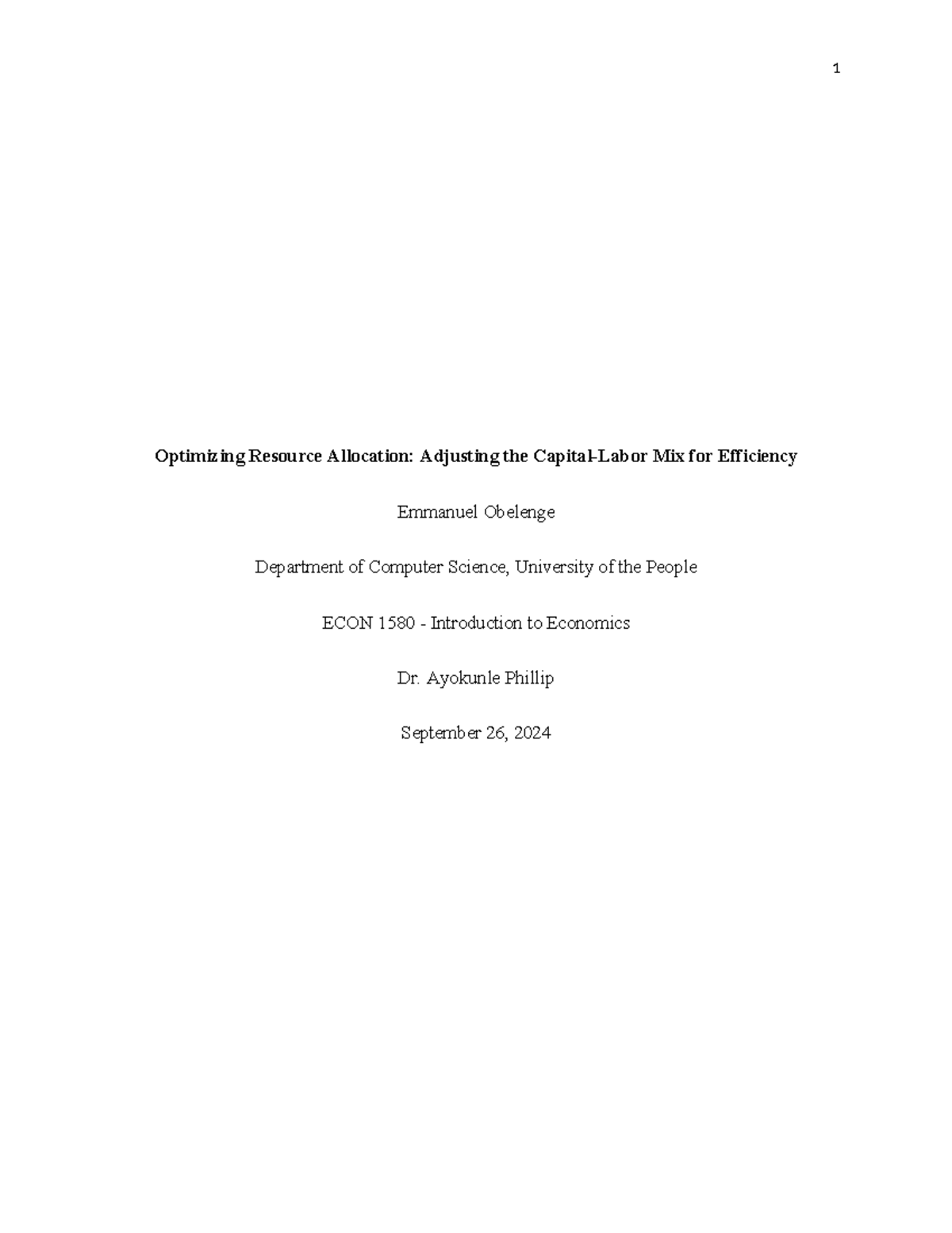 ECON 1580 Unit 3 - Optimizing Resource Allocation for Efficiency - Studocu