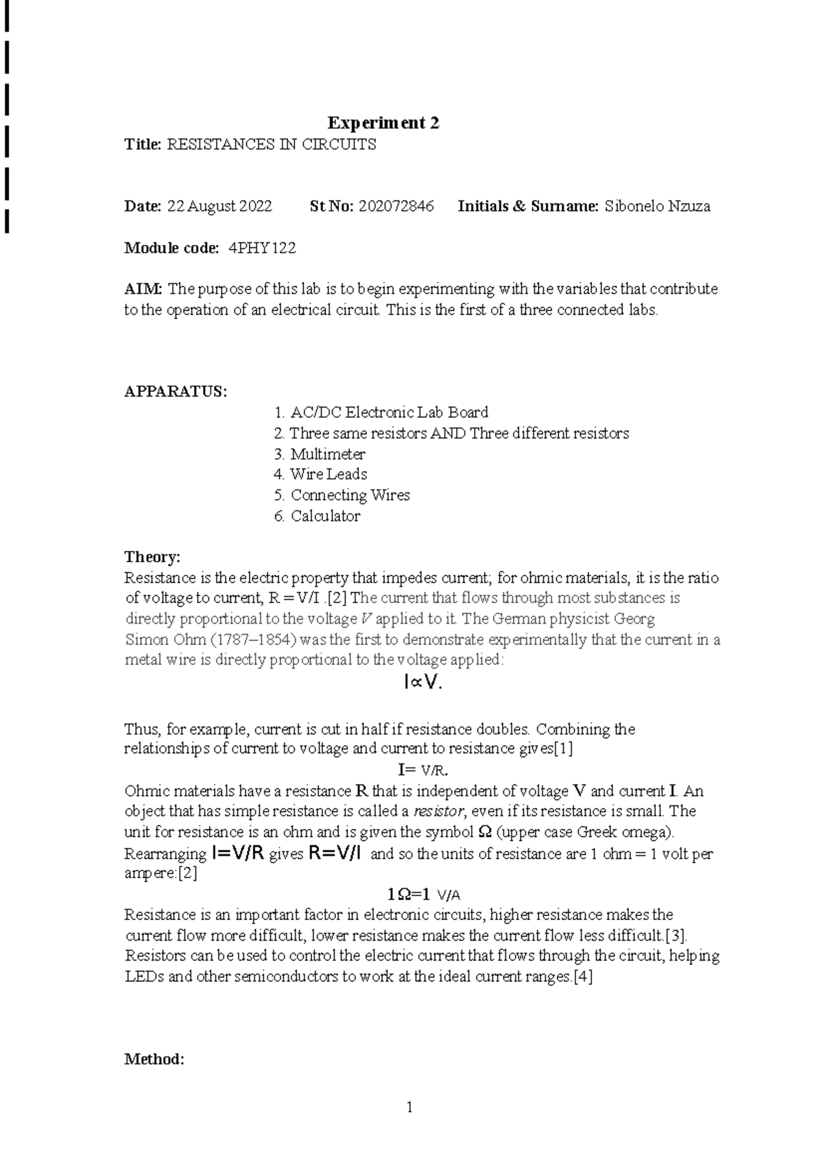 Experiment 2 report Sheet 2022 semester 2 - Experiment 2 Title ...