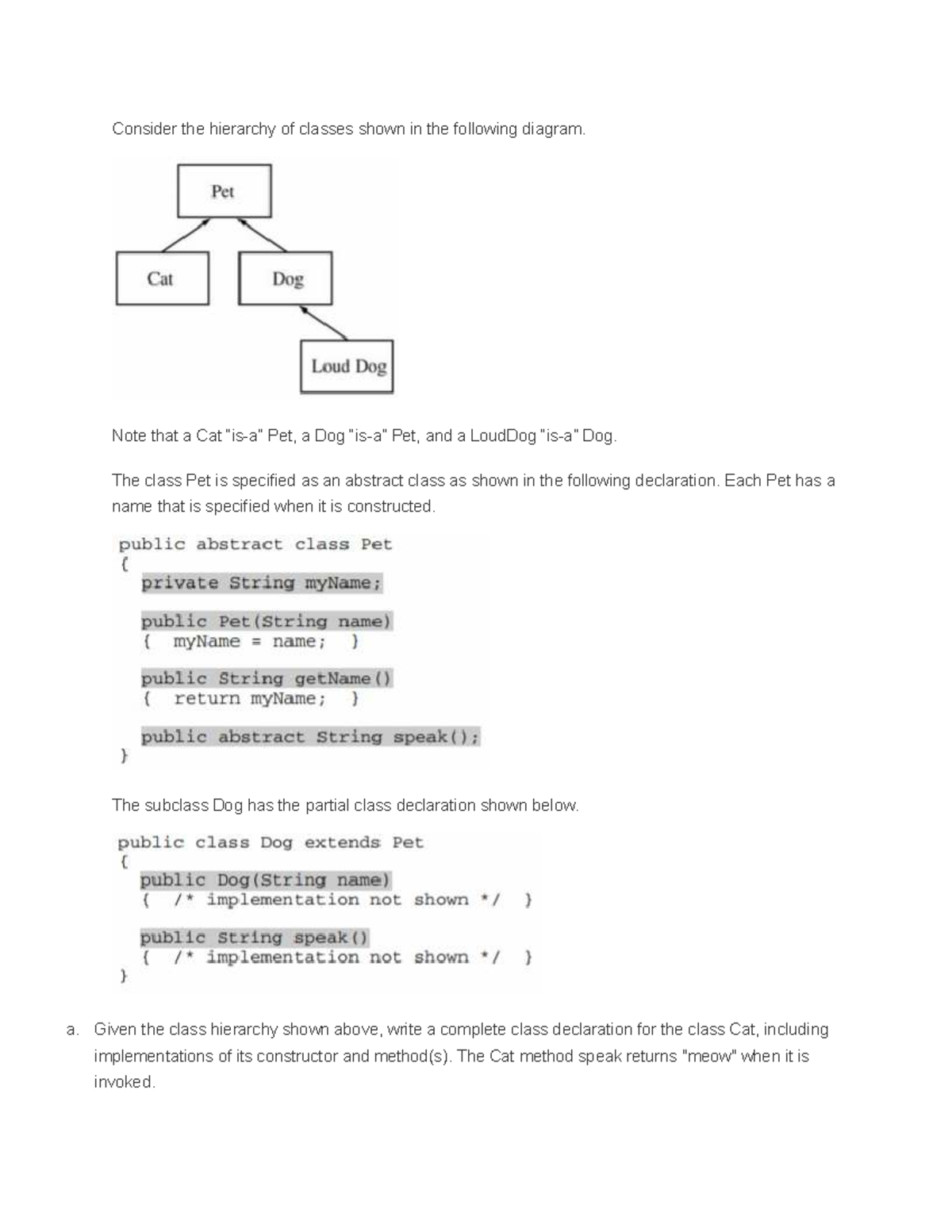 CS101: Class Hierarchy Implementation for Pets - Dogs and Cats - Studocu
