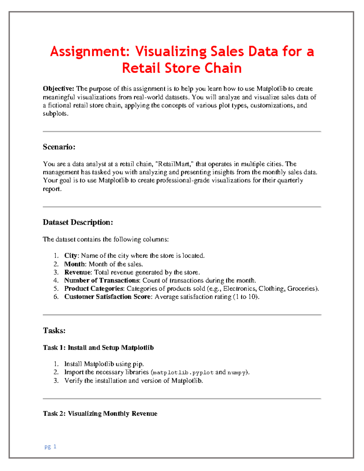 Assignment 08: Visualizing Sales Data with Matplotlib - Studocu