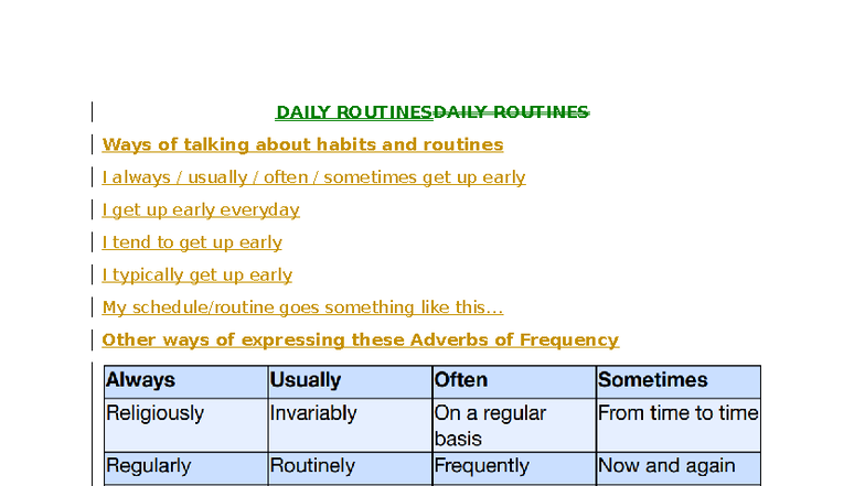 DAILY ROUTINES: Exploring Habits and Routines in Daily Life - Studocu