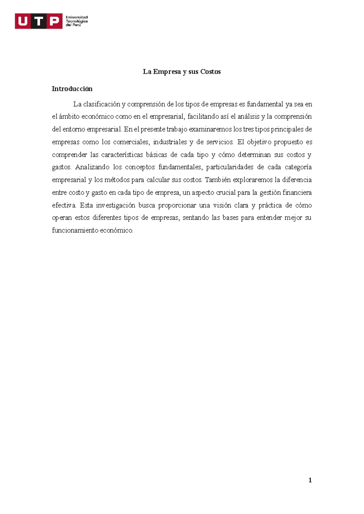 Análisis de Costos y Presupuestos en Empresas: TA 1 - Studocu