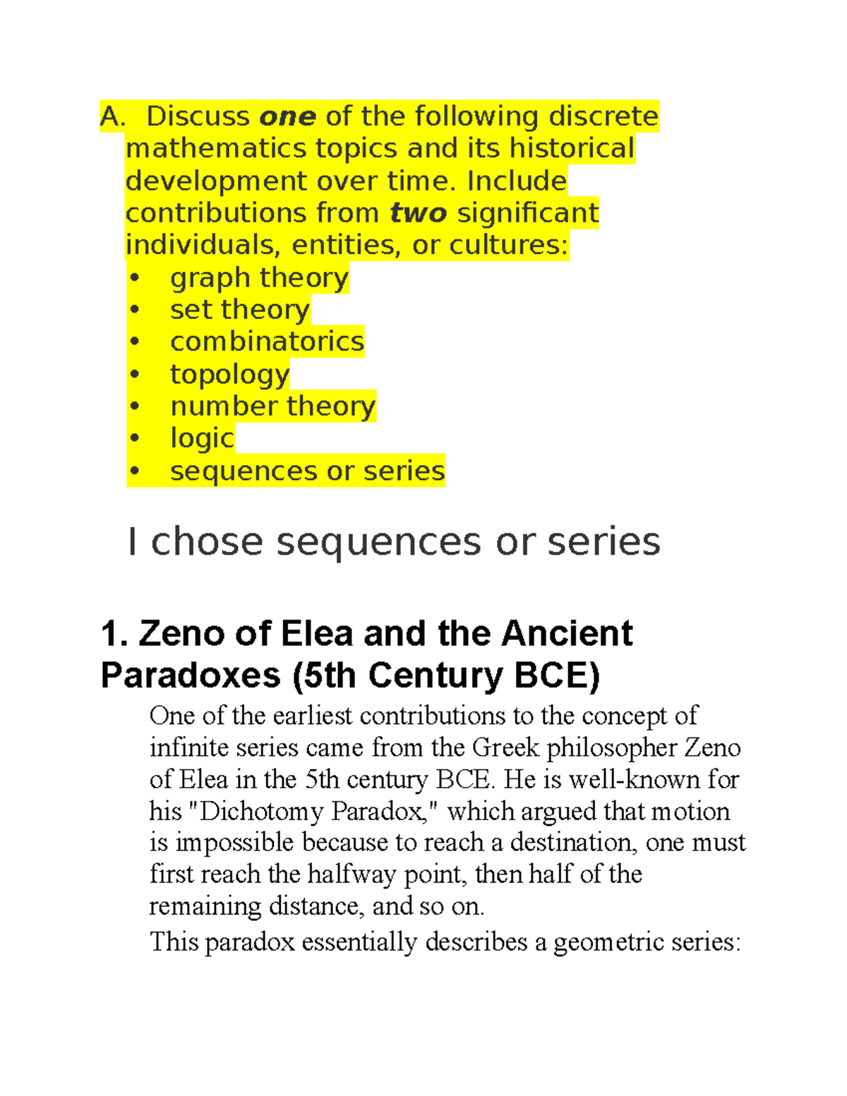Task 3 - Discrete Math: Historical Development of Sequences & Series ...