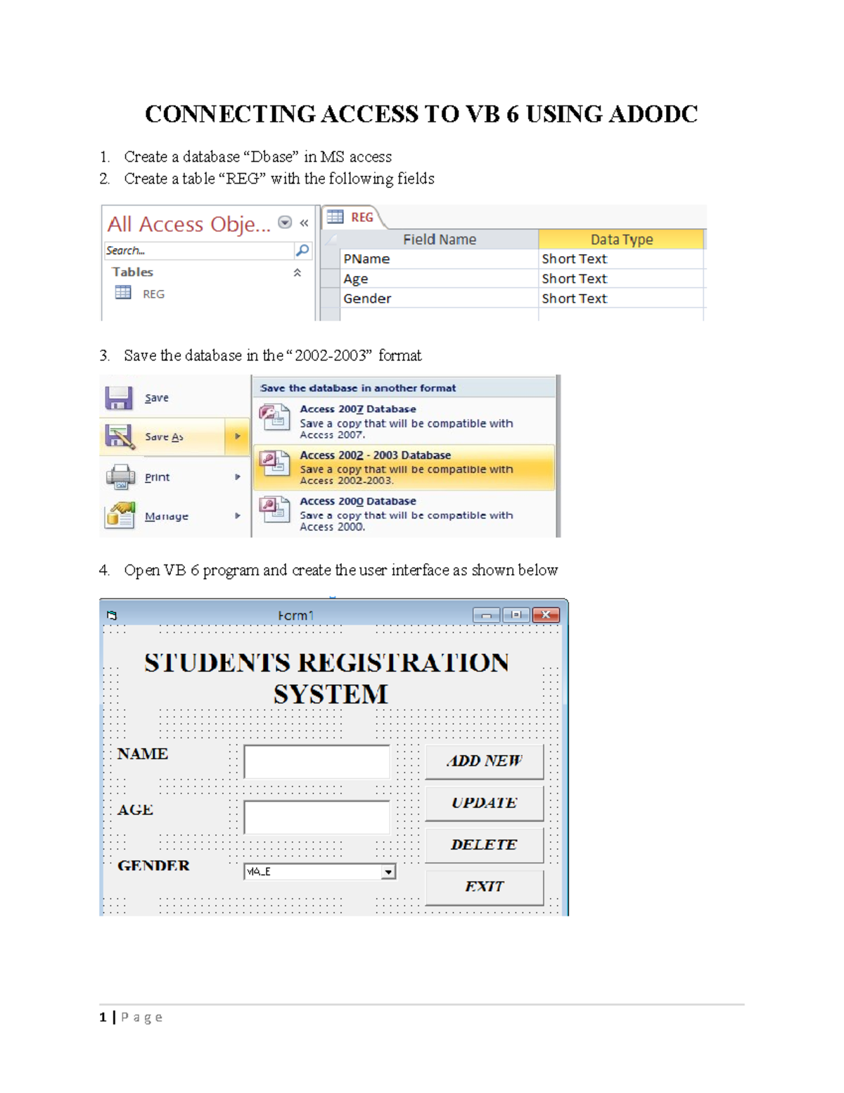 Connecting Access TO VB 6 Using Adodc - CONNECTING ACCESS TO VB 6 USING ...