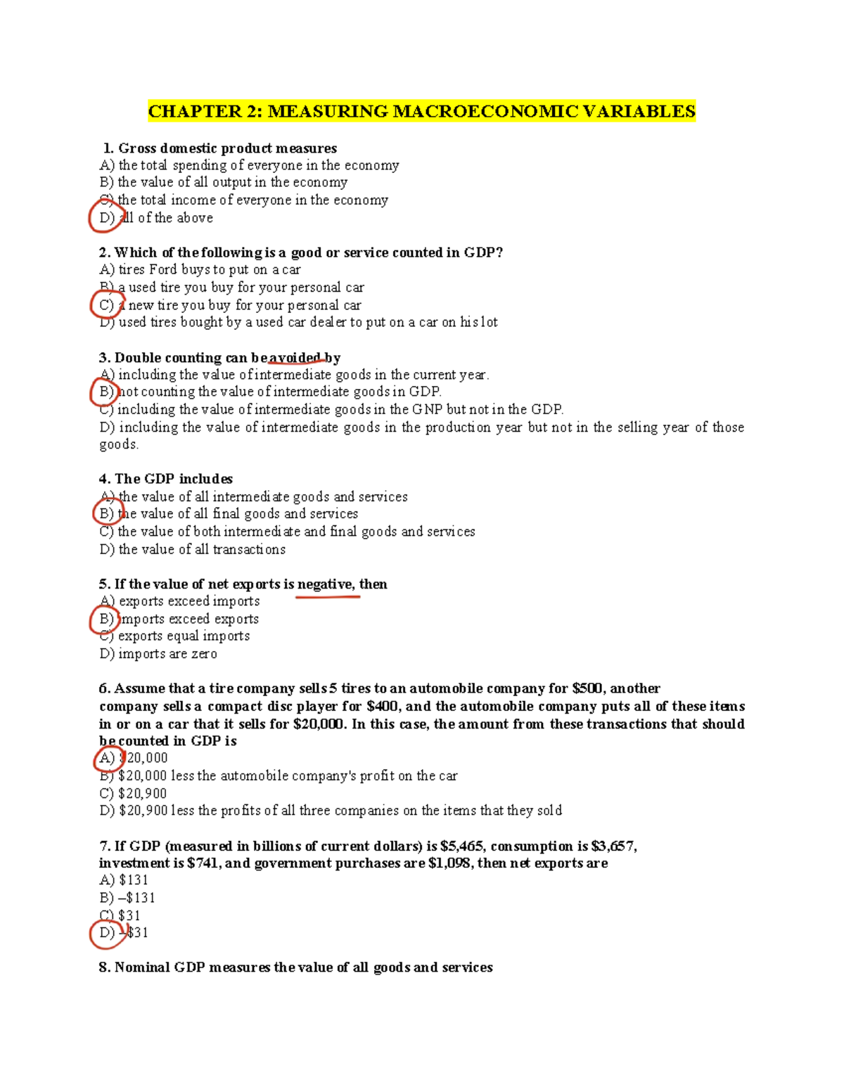 Assignment 1 Principles of Macroeconomics 2 - CHAPTER 2: MEASURING ...
