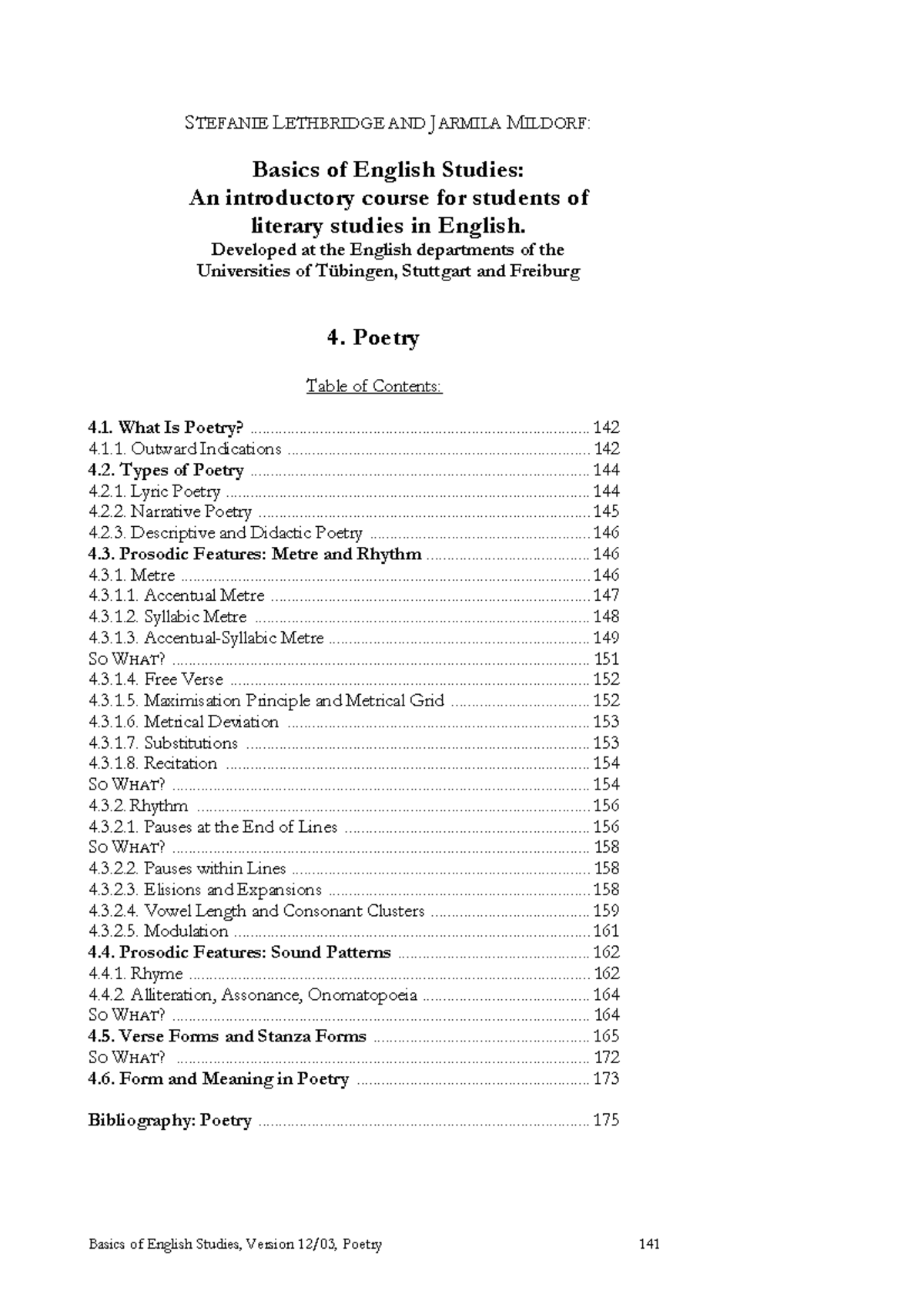 Basics of English Studies: Poetry Overview and Key Concepts - Studocu
