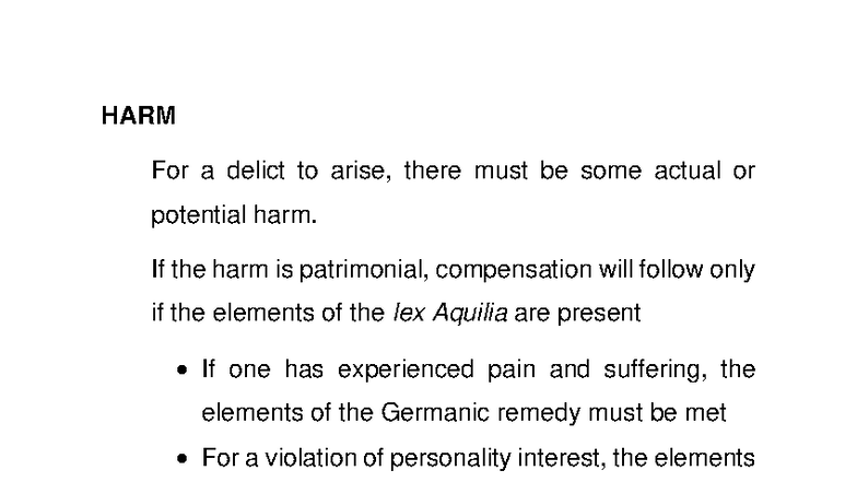 Lesson 2 - Understanding Harm in the Law of Delict - Studocu
