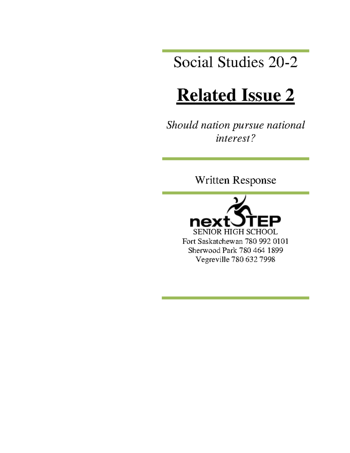 SS 20-2 Unit 2 Written Response: Should Canada Remove Historical ...