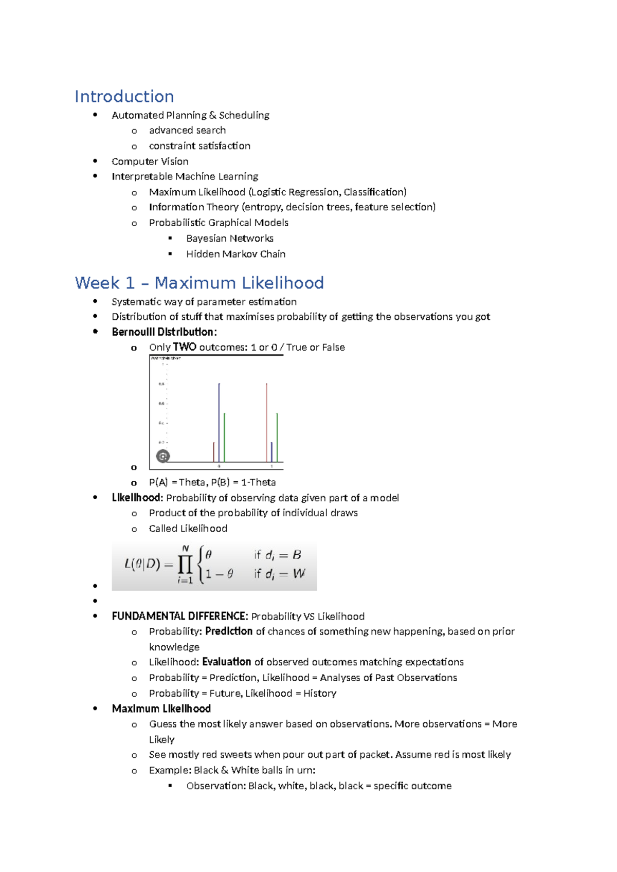 AI - Advanced Topics in Automated Planning & Machine Learning (Week 1-7 ...