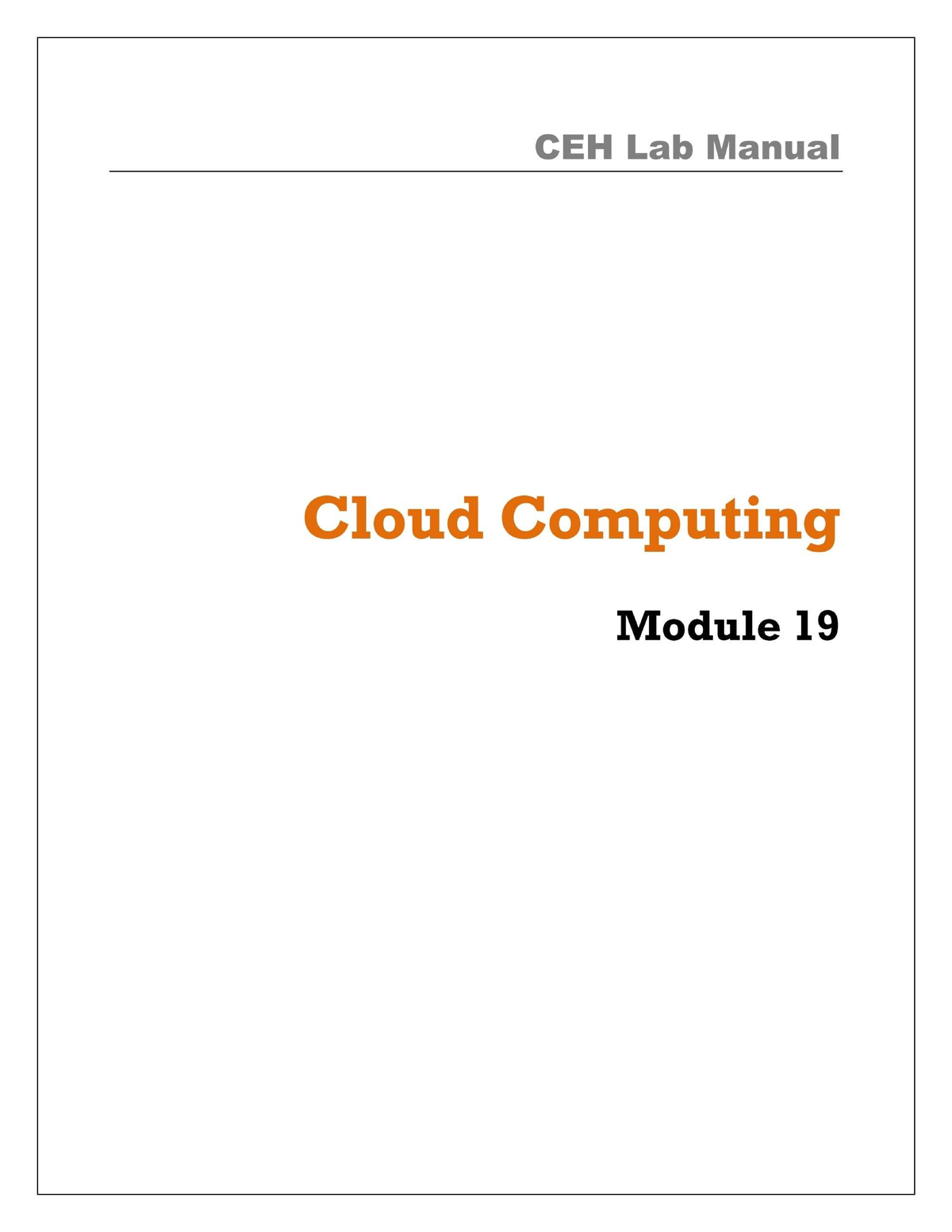CEH Lab Manual: Module 19 - Cloud Computing Techniques and Tools - Studocu