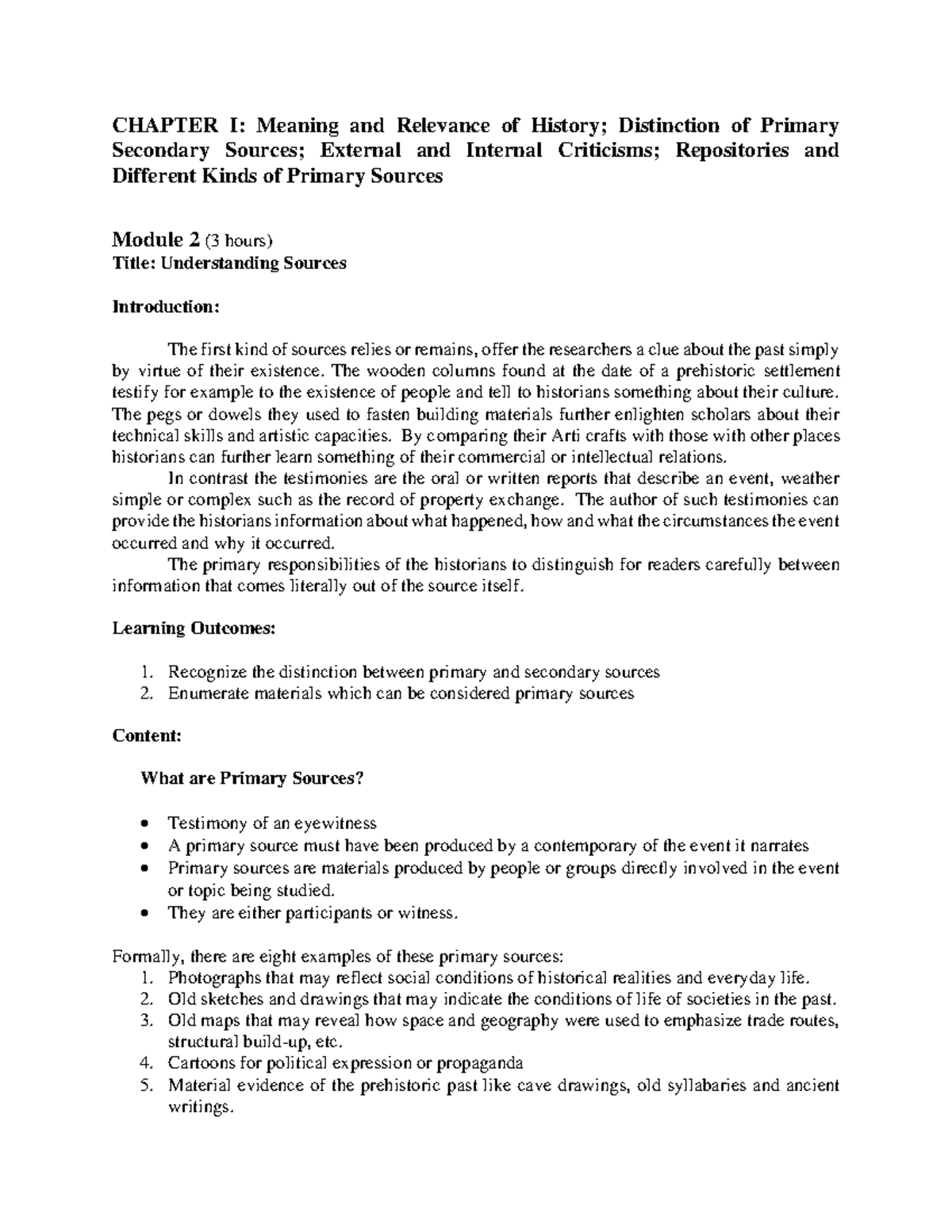 Chapter 1 Module 2 - Lecture Notes on Primary and Secondary Sources ...