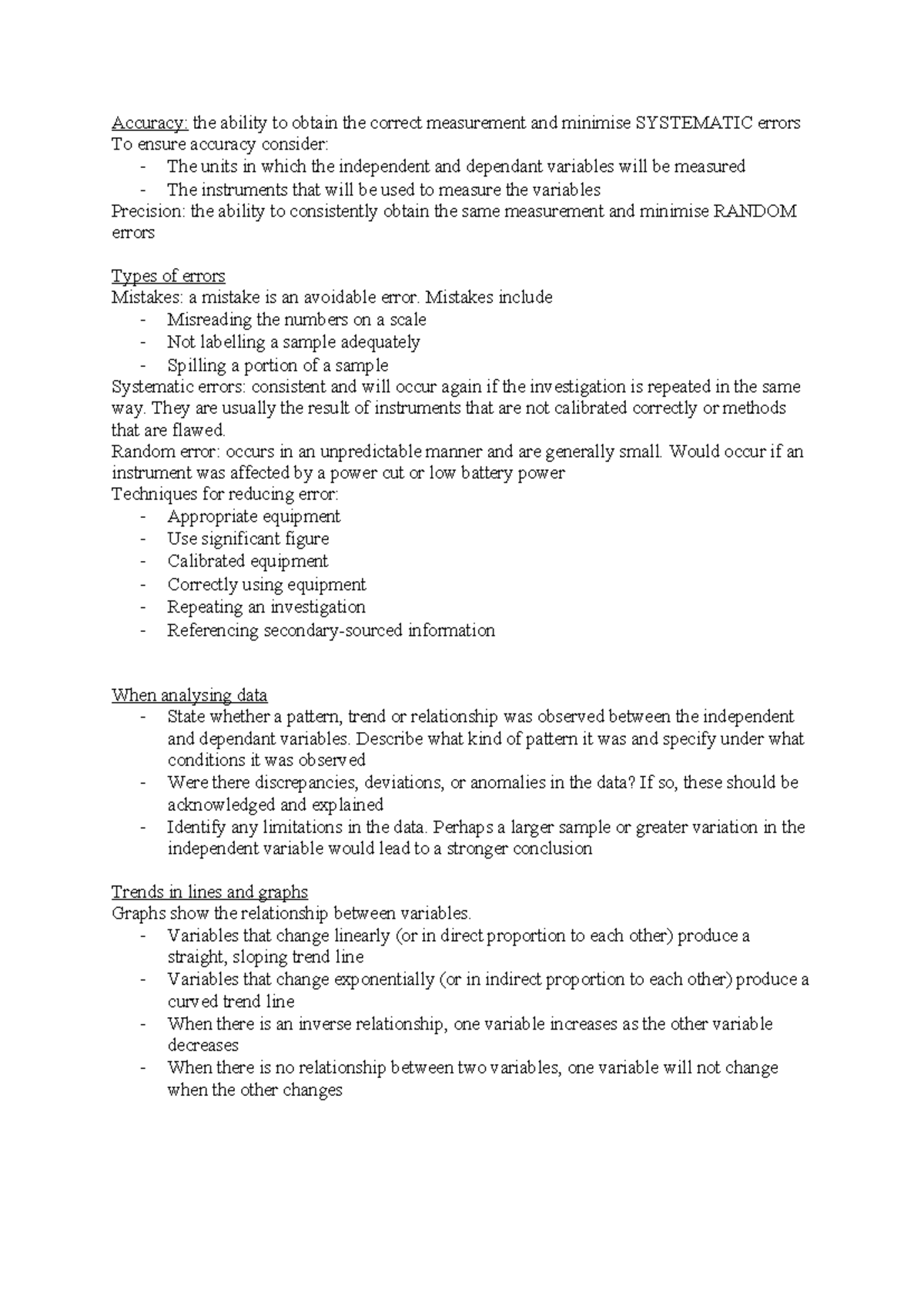 Science notes term 3 - ..... - Accuracy: the ability to obtain the ...