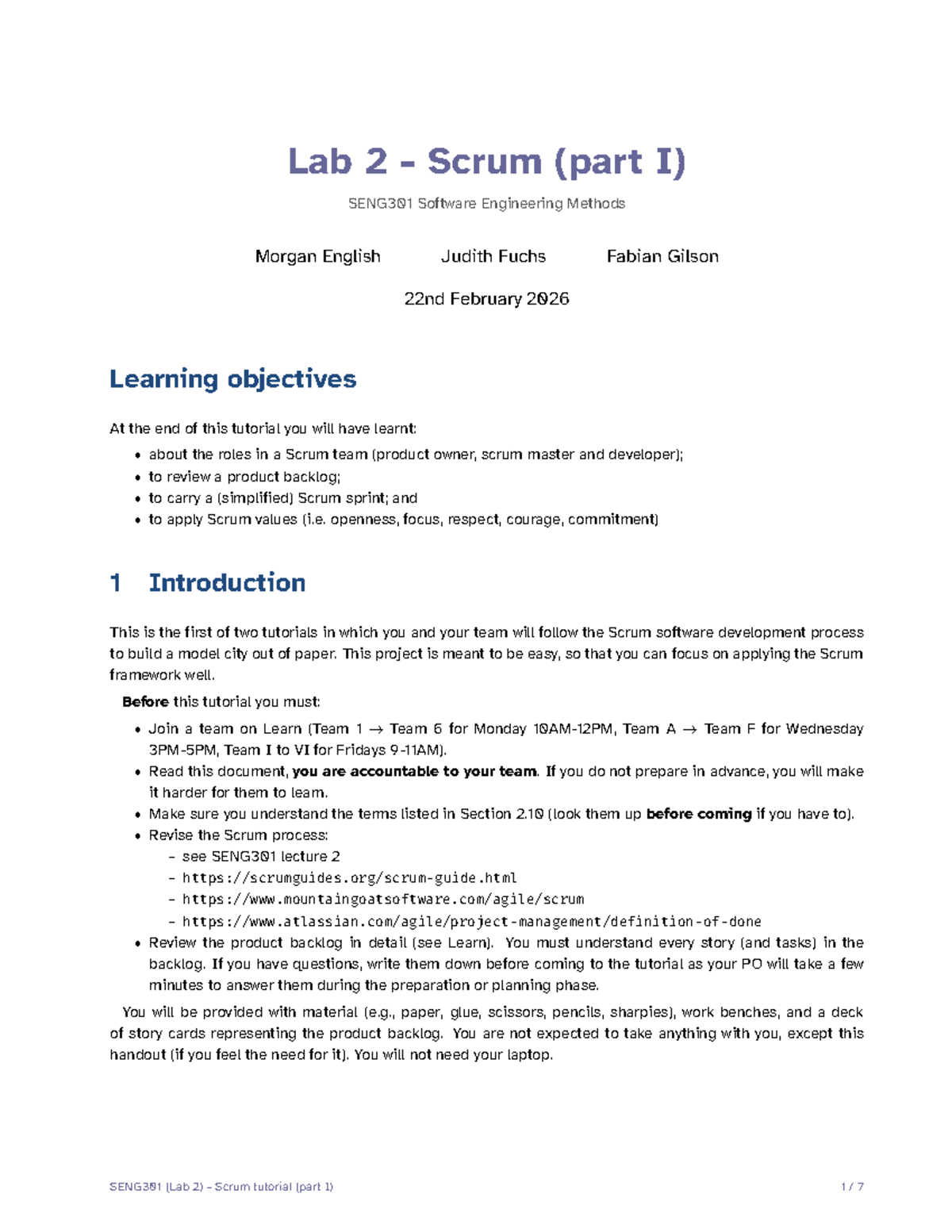 SENG301 Lab 2 Scrum Tutorial (Part I) - Roles and Processes Explained ...