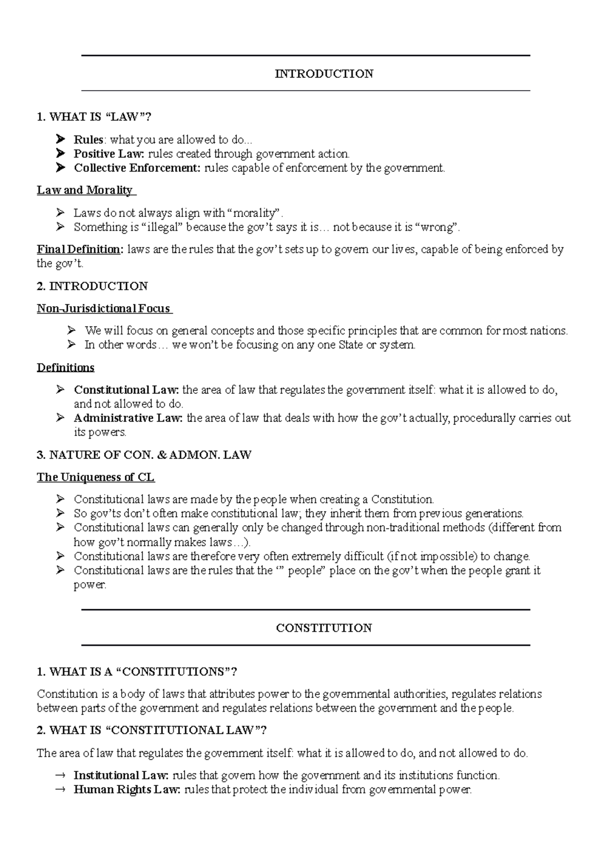 Constitutional Law - Lecture Notes on Concepts 1-6 - Studocu