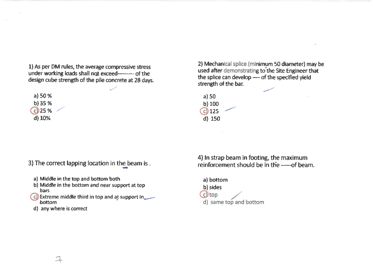 4-TEST - MSQ Questions for Structural Engineering Concepts - Studocu