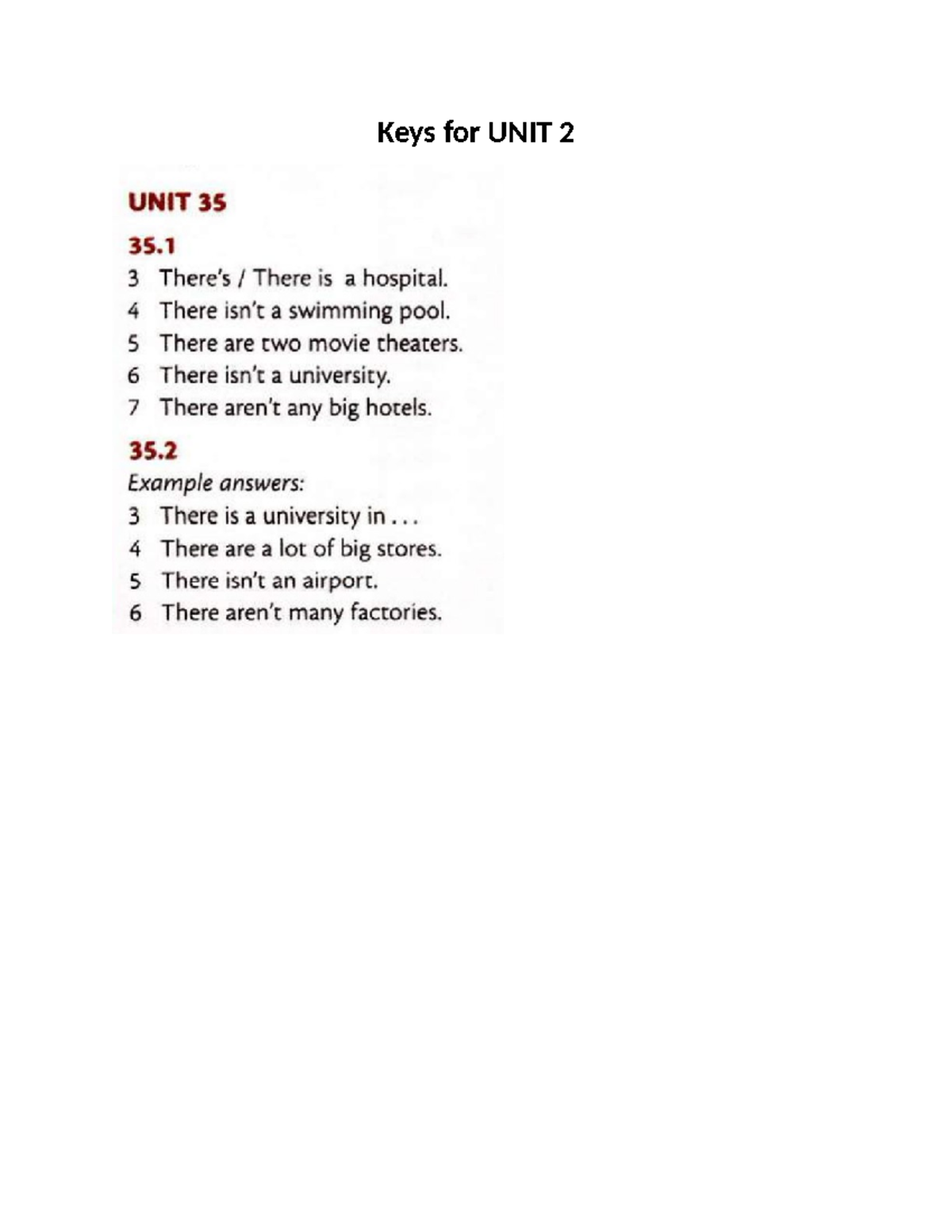 Keys for UNIT 2 - Answers for Homework Unit 2 Tasks - Studocu