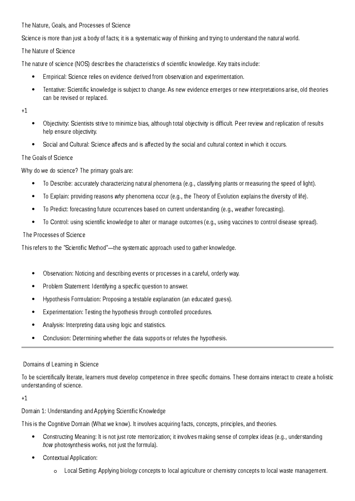 SCIE 2 Reviewer - Summary of Science Nature, Goals, and Processes - Studocu