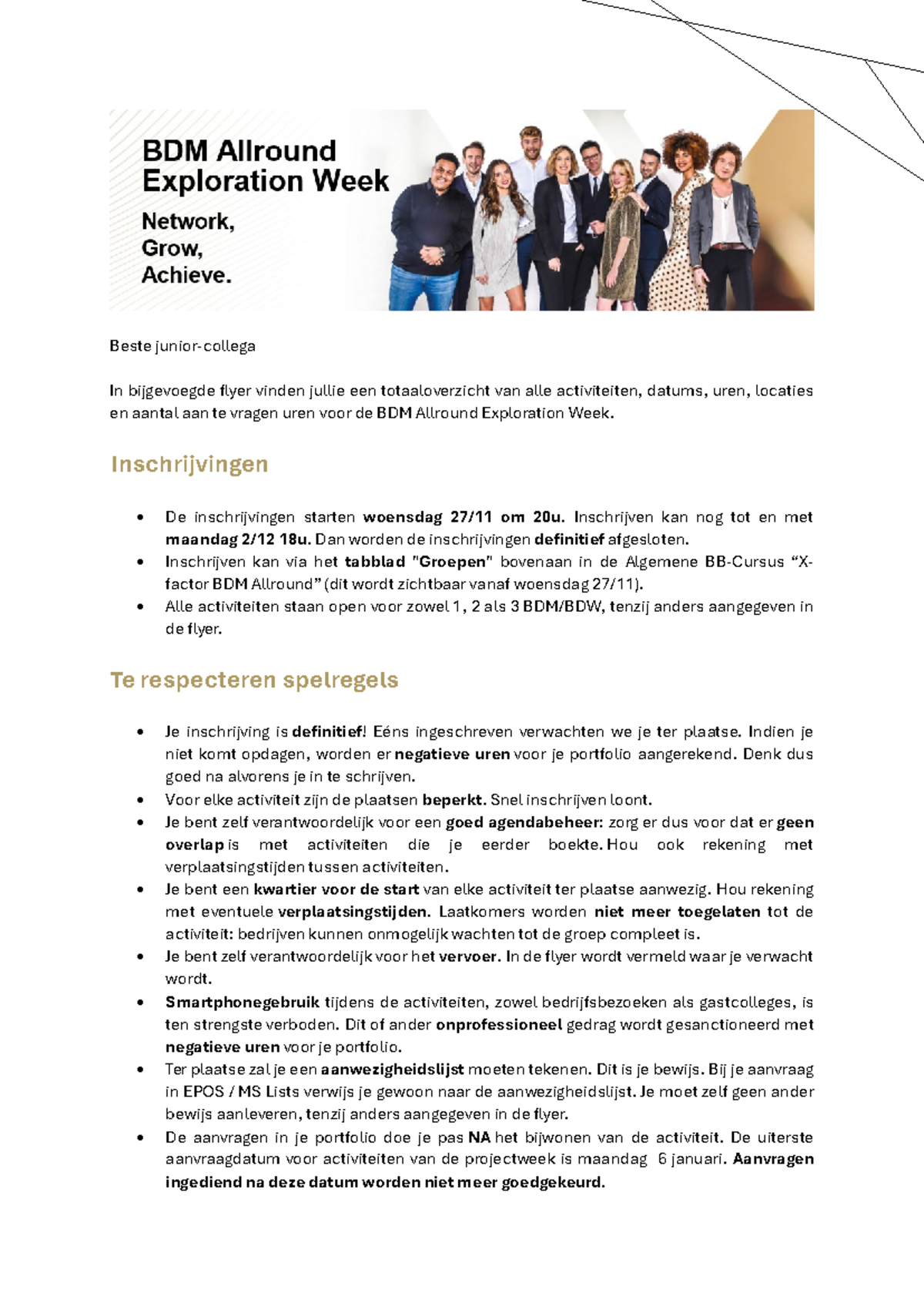 Flyer Exploration Week BDM Allround - Beste junior-collega In ...