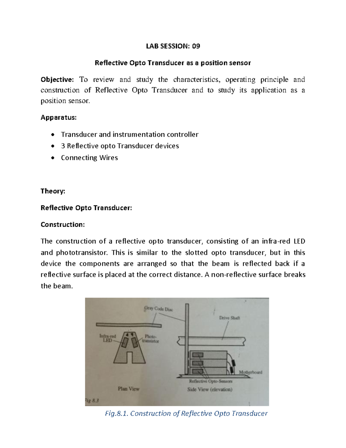 LAB SESSION: 09 Reflective Opto Transducer as Position Sensor ...