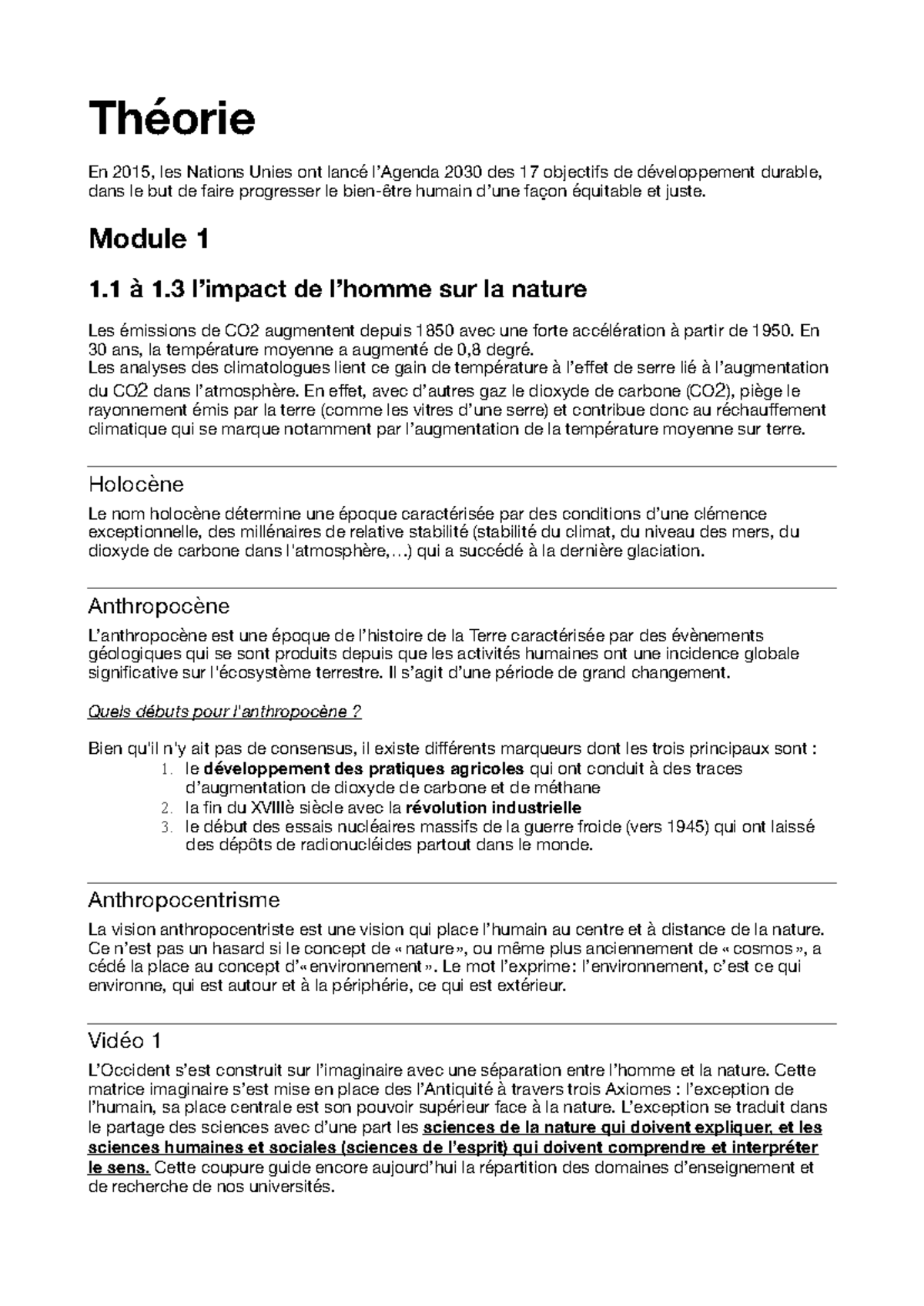 Synthèse sur le Développement Durable (Module 1 & 2) - Document Preview