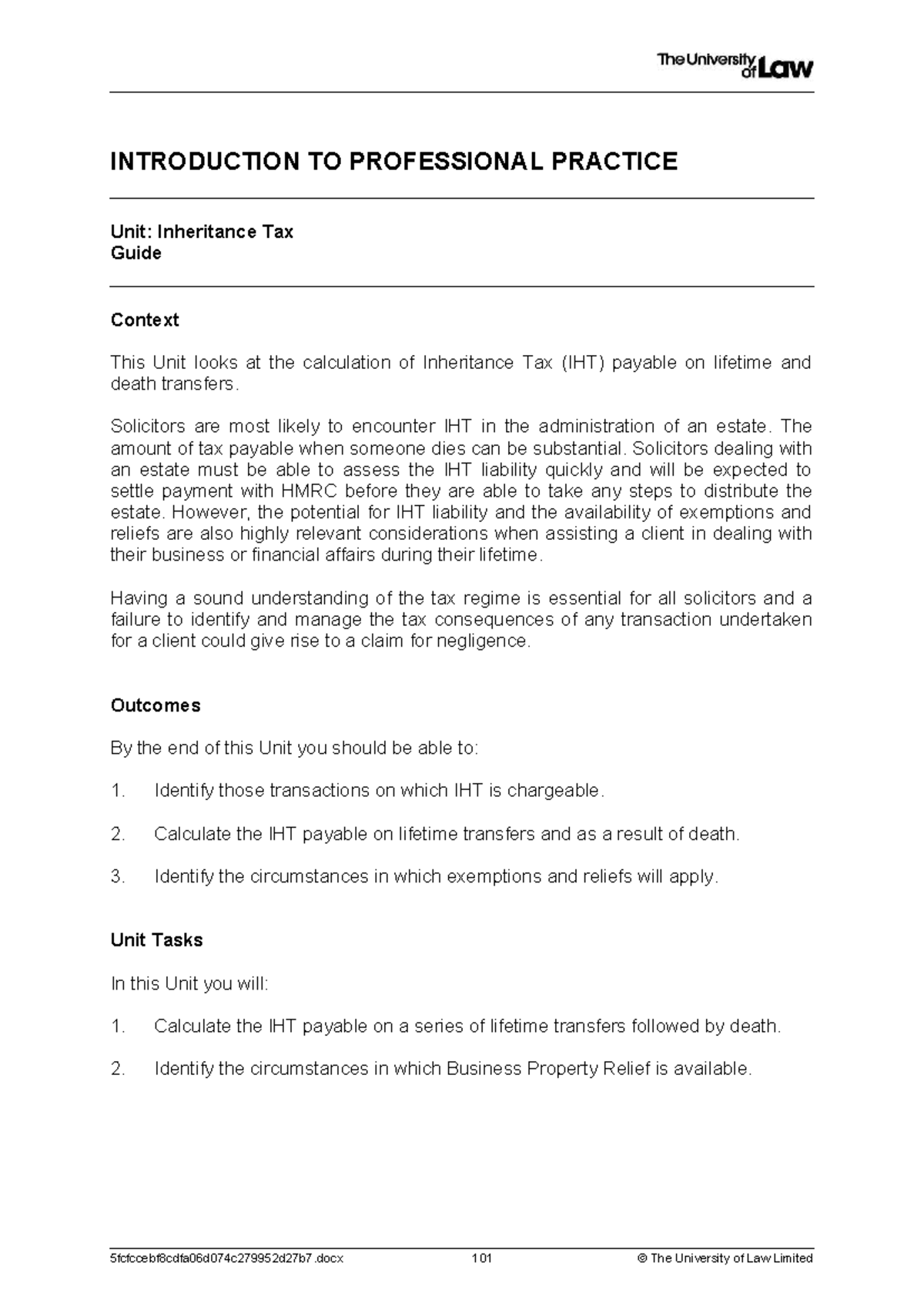 Inheritance Tax Workshop 1 Guide - fbfbf: Essential Calculations and ...