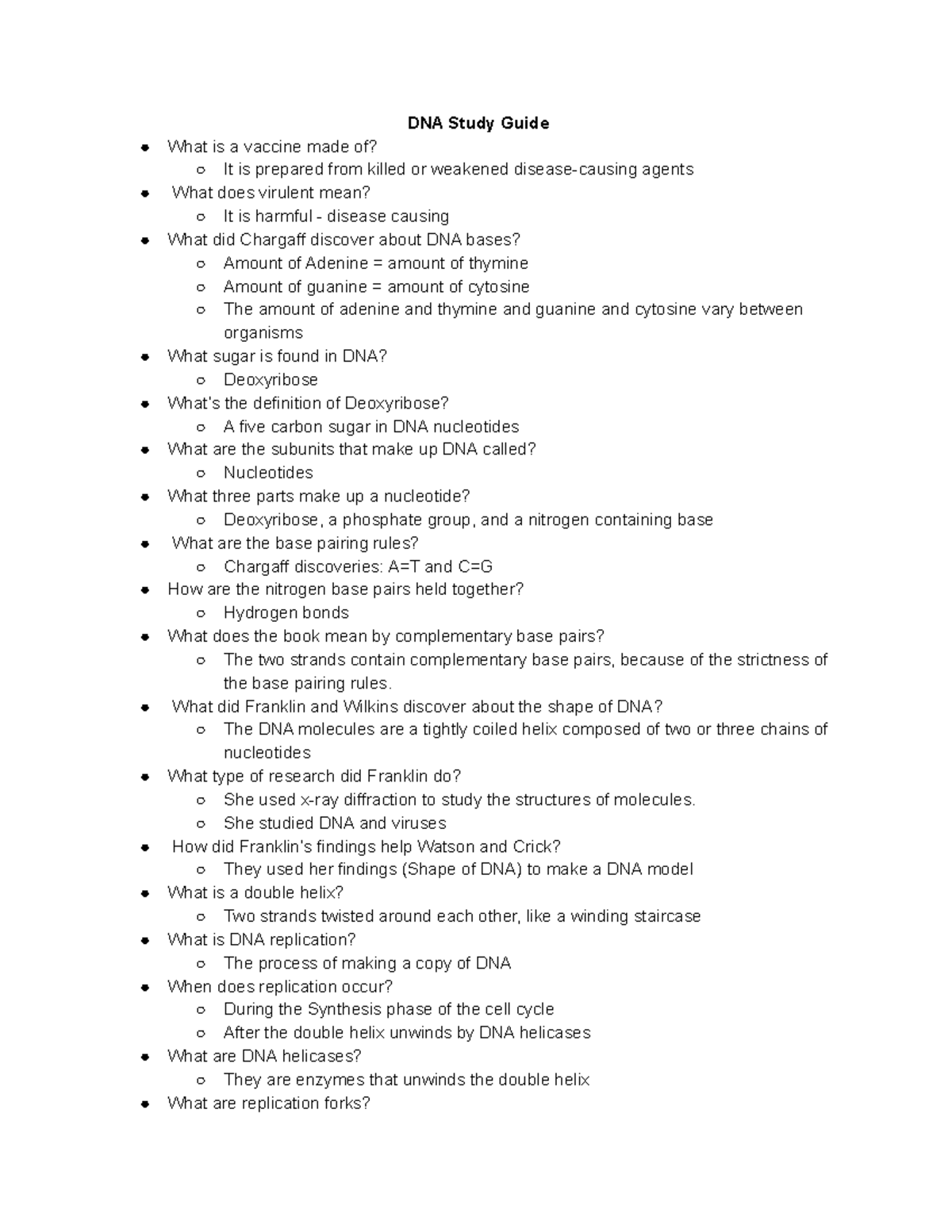 DNA Study Guide with Key Concepts and Answers - Studocu
