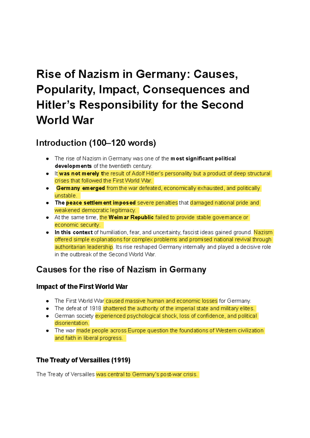 Nazism in Germany: Causes, Impact, and WWII Responsibility (HIST 101 ...